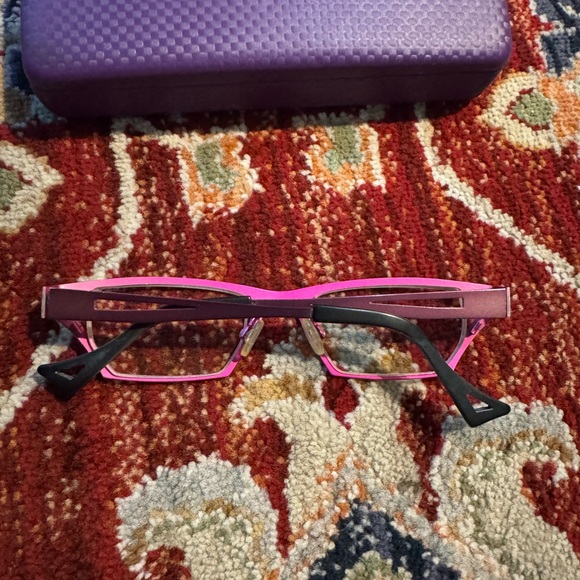 Vintage Theo Belgium Glasses Prescription Pink Titanium - Picture 3 of 6